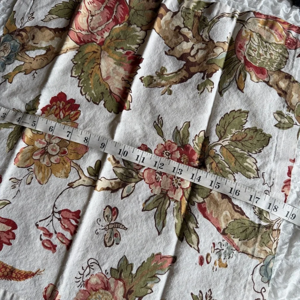 Pottery Barn Floral Linen Cotton Napkins Set Cottagecore Sage Green